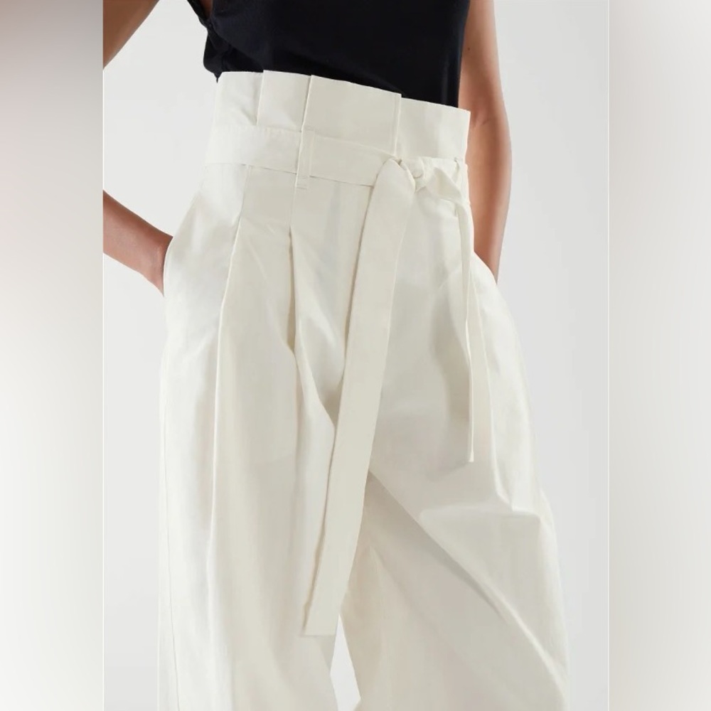 COS High Waisted Paper Bag Trousers off white size 6 Like New! $38 OBO